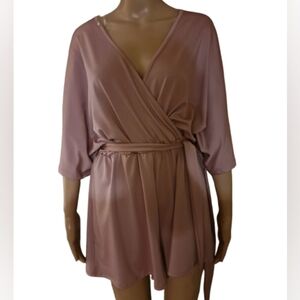 NWT Entro Blush Pink Surplice/ Front Tie Waist Dressy Shorts Romper Sz SM